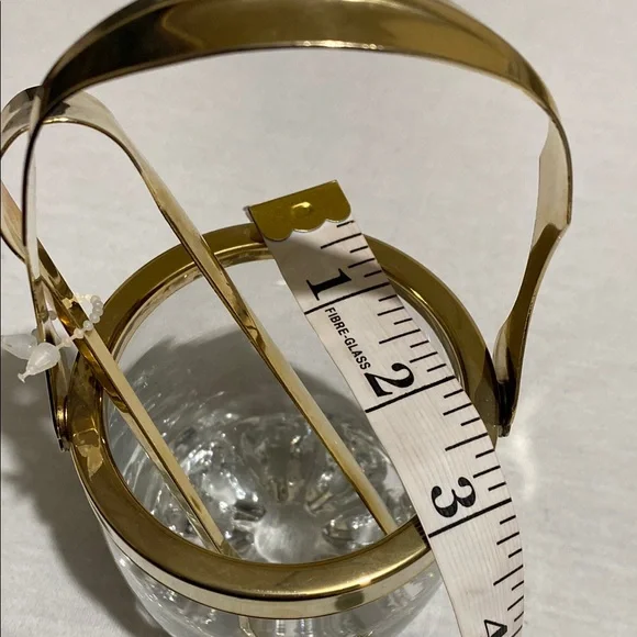 Small Crystal Ice Bucket with Gold Color Metal Trim and Ice Tong Made in Italy - Picture 10 of 10